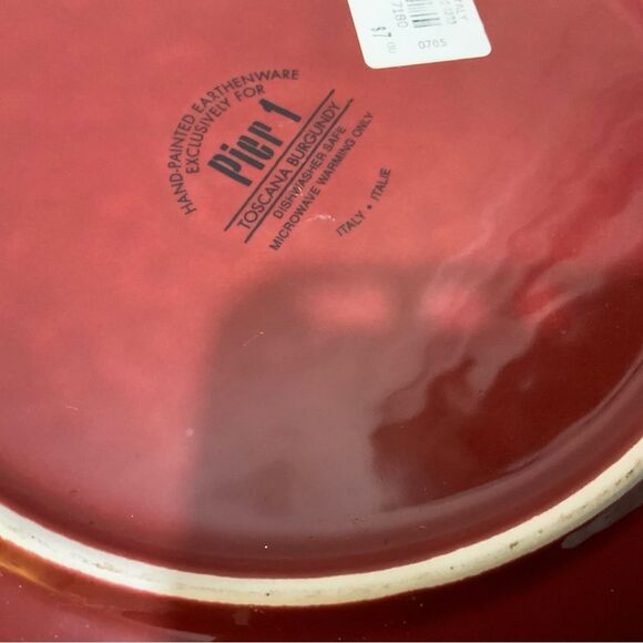 Pier 1 Imports Italian Toscana Burgundy 11" Earthenware Dinner Plate - Picture 5 of 6